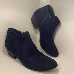 Style & Co navy blue suede ankle booties